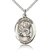 Sterling Silver 3/4in St Raymond Medal & 18in Chain