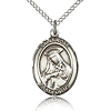 Sterling Silver 3/4in St Rose Medal & 18in Chain