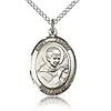 Sterling Silver 3/4in St Robert Bellarmine Medal & 18in Chain