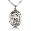 Sterling Silver 3/4in St Sarah Medal & 18in Chain