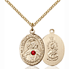 Gold Filled 3/4in Scapular Medal with 3mm Ruby Bead & 18in Chain