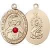 14kt Yellow Gold 3/4in Oval Scapular Medal with 3mm Ruby  