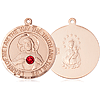 14kt Yellow Gold 3/4in Scapular Medal with 3mm Ruby Bead 