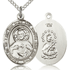 Sterling Silver 3/4in Oval Classic Scapular Medal & 18in Chain