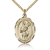 Gold Filled 3/4in St Scholastica Medal & 18in Chain