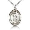 Sterling Silver 3/4in St Stephen Medal & 18in Chain