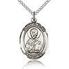 Sterling Silver 3/4in St Timothy Medal & 18in Chain