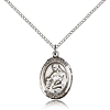 Sterling Silver 3/4in St Agnes Medal & 18in Chain