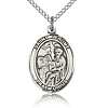 Sterling Silver 3/4in St Jerome Medal & 18in Chain