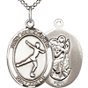 Sterling Silver 3/4in Figure Skating St Christopher Medal & 18in Chain