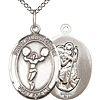 Sterling Silver 3/4in St Christopher Cheerleading Medal & 18in Chain