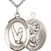 Sterling Silver 3/4in St Christopher Gymnastics Medal & 18in Chain