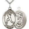 Sterling Silver 3/4in St Christopher Softball Player Medal & 18in Chain