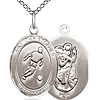 Sterling Silver 3/4in St Christopher Soccer Player Medal & 18in Chain