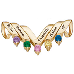 with 5 stones in yellow gold