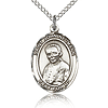 Sterling Silver 3/4in St John Neumann Medal & 18in Chain