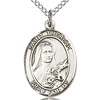 Sterling Silver 3/4in St Therese of Lisieux Medal & 18in Chain