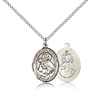 Sterling Silver 3/4in Our Lady of Mount Carmel Medal & 18in Chain