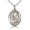 Sterling Silver 3/4in St Zita Medal & 18in Chain