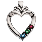 Modern Heart Sterling Silver Mother's Pendant
