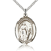 Sterling Silver 3/4in St Susanna Medal & 18in Chain