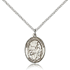 Sterling Silver 3/4in Our Lady of Lourdes Medal & 18in Chain