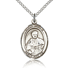 Sterling Silver 3/4in St Pius X Medal & 18in Chain