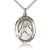 Sterling Silver 3/4in St Olivia Medal & 18in Chain