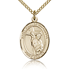 Gold Filled 3/4in St Paul of the Cross Medal & 18in Chain
