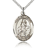 Sterling Silver 3/4in St Cornelius Medal & 18in Chain