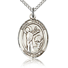 Sterling Silver 3/4in St Kenneth Medal & 18in Chain
