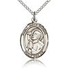 Sterling Silver 3/4in St Rene Goupil Medal & 18in Chain