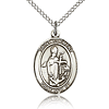Sterling Silver 3/4in St Clement Medal & 18in Chain