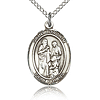 Sterling Silver 3/4in St Joachim Medal & 18in Chain
