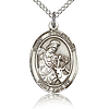 Sterling Silver 3/4in St Eustachius Medal & 18in Chain