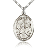 Sterling Silver 3/4in St Edwin Medal & 18in Chain