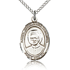 Sterling Silver 3/4in St Josemaria Escriva Medal & 18in Chain