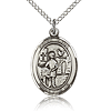 Sterling Silver 3/4in St Vitus Medal & 18in Chain