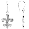 Sterling Silver Fleur-de-Lis Dangle Earrings