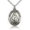 Sterling Silver 3/4in St Theodora Guerin Medal & 18in Chain