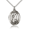 Sterling Silver 3/4in St Drogo Medal & 18in Chain