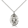 Sterling Silver 7/8in Immaculate Conception Pendant & 18in Chain