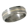 8mm Titanium Band with 14kt Yellow Gold Inlay and Stone Finish