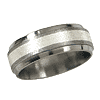 Titanium 8mm Stone Finish Sterling Silver Inlay Ring with Bevels