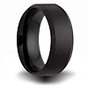8mm Black Ceramic Brushed Ring with Beveled Edges