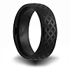 Black Ceramic 8mm Domed Ring with Weave Design