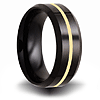 8mm Black Ceramic Ring with 14kt Yellow Gold Inlay