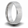 Greek Key Titanium 8mm Wedding Band with Rounded Edge