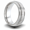 Weave Pattern Titanium 8mm Wedding Band with Grooved Edge