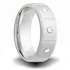 Cobalt 8mm Brushed Ring with 3 Diamond Accents and Panels